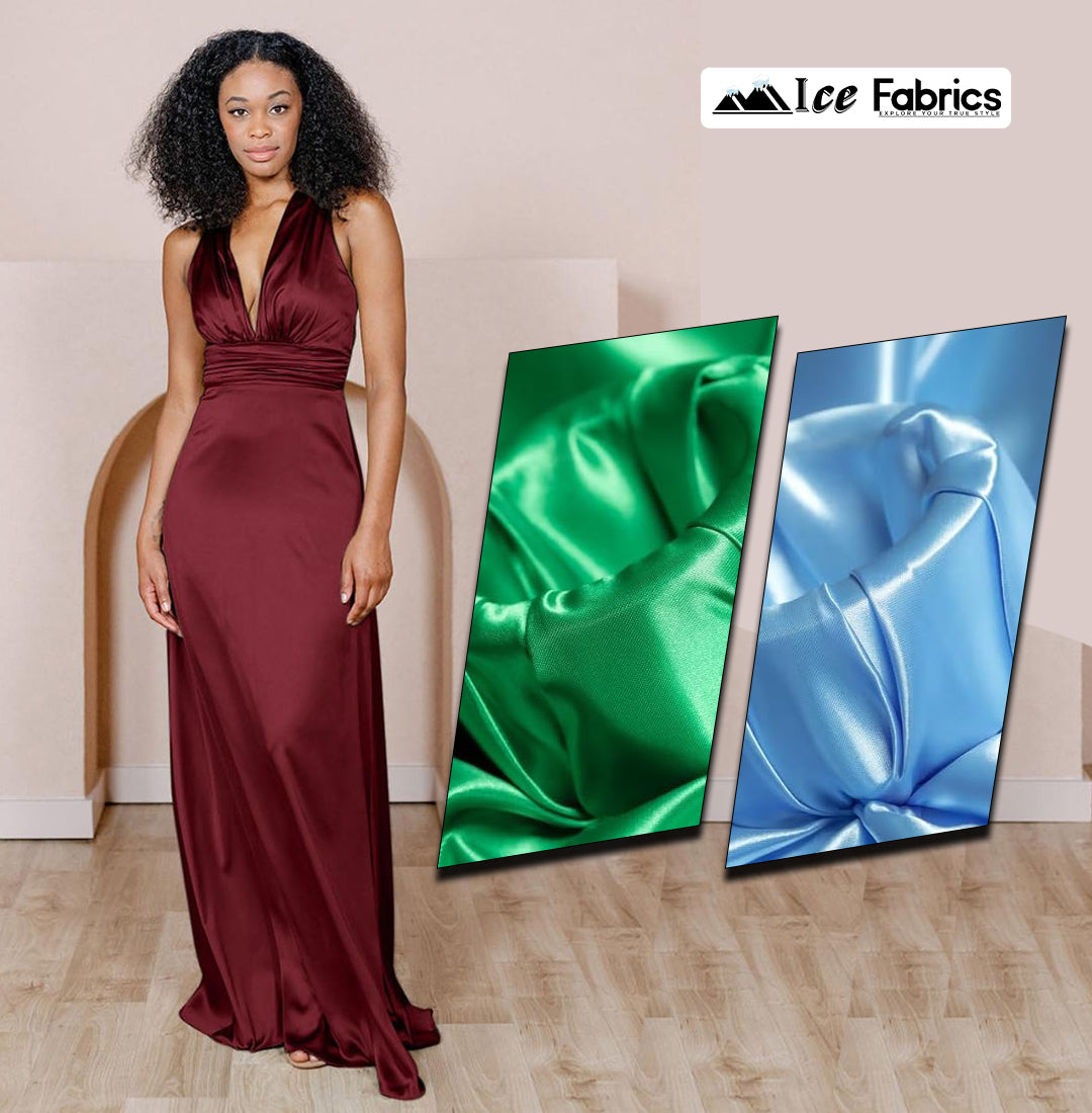 Teal Green Shiny Bridal Satin Fabric