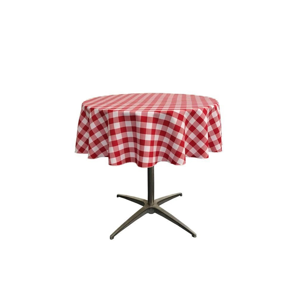 51-inch White Checkered Polyester Round TableclothICEFABRICICE FABRICSWhite Red151-inch White Checkered Polyester Round Tablecloth ICEFABRIC White Red