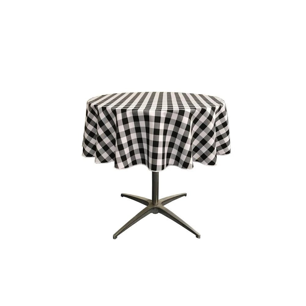 51-inch White Checkered Polyester Round TableclothICEFABRICICE FABRICSWhite Black151-inch White Checkered Polyester Round Tablecloth ICEFABRIC White Black