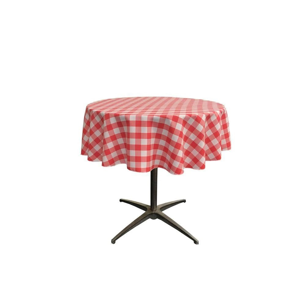 51-inch White Checkered Polyester Round TableclothICEFABRICICE FABRICSWhite Coral151-inch White Checkered Polyester Round Tablecloth ICEFABRIC White Coral