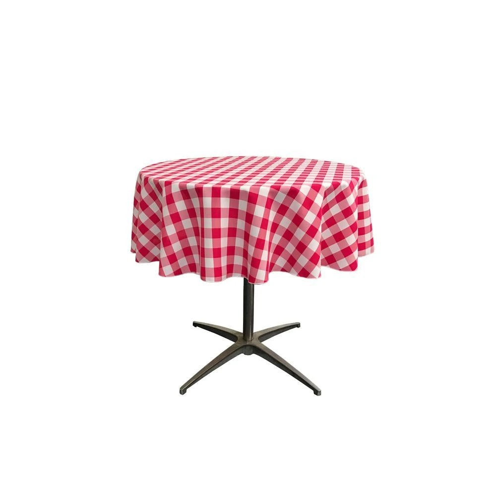 51-inch White Checkered Polyester Round TableclothICEFABRICICE FABRICSWhite Fuchsia151-inch White Checkered Polyester Round Tablecloth ICEFABRIC White Fuchsia