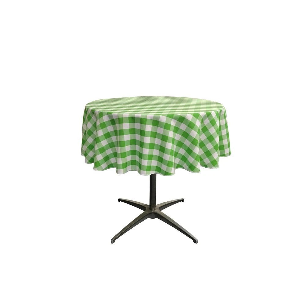 51-inch White Checkered Polyester Round TableclothICEFABRICICE FABRICSWhite Lime151-inch White Checkered Polyester Round Tablecloth ICEFABRIC White Lime