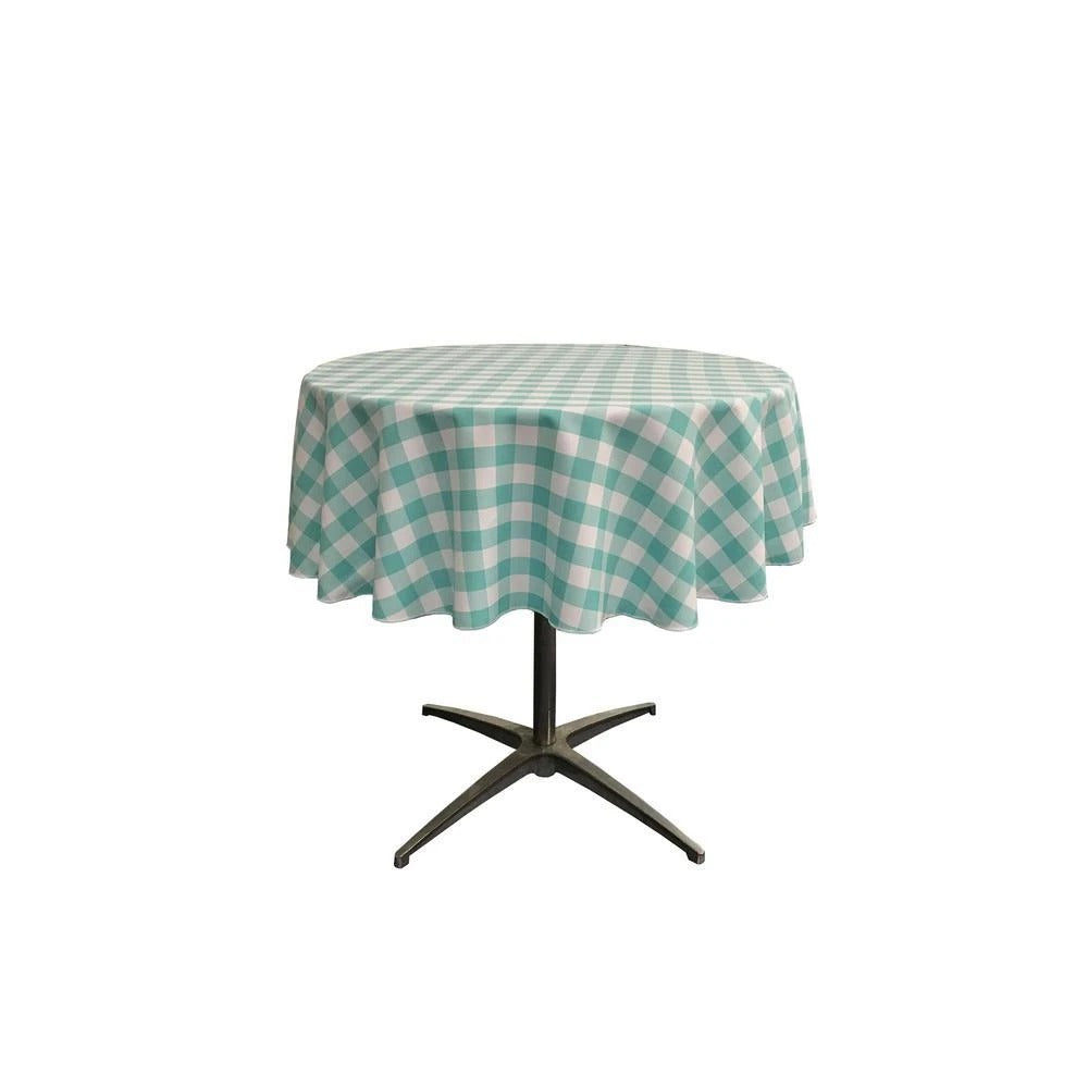 51-inch White Checkered Polyester Round TableclothICEFABRICICE FABRICSWhite Mint151-inch White Checkered Polyester Round Tablecloth ICEFABRIC White Mint
