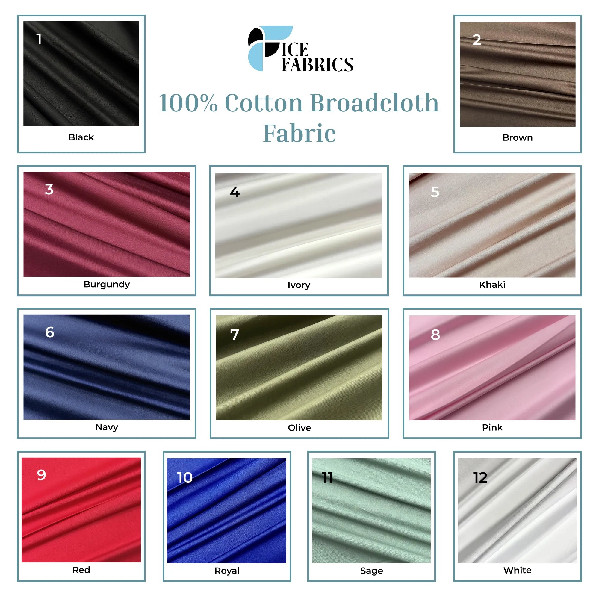100% Cotton Broadcloth Fabric