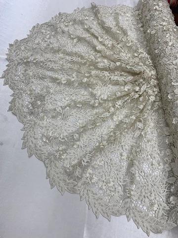 3D Flowers Bridal Heavy Double Beaded Floral Mesh Lace Fabric By The YardICEFABRICICE FABRICSIvory3D Flowers Bridal Heavy Double Beaded Floral Mesh Lace Fabric By The Yard ICEFABRIC |Ivory