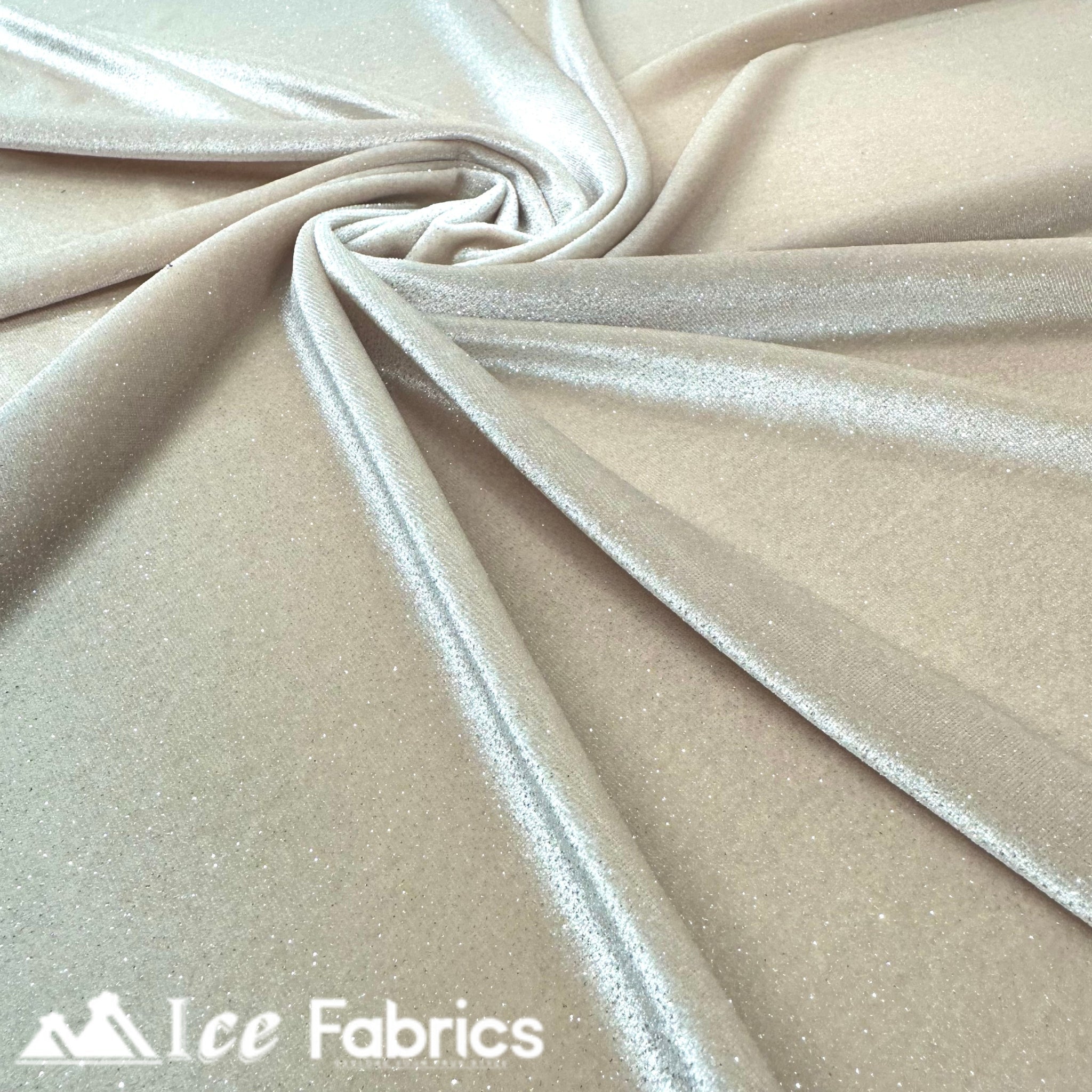 Champagne Stretch Velvet Spandex Upholstery Fabric