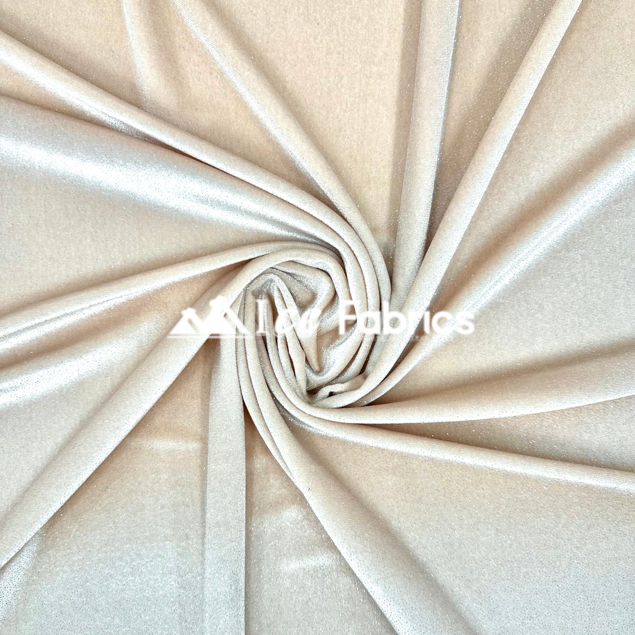 Champagne Shiny Glitter Stretch Velvet Spandex Upholstery Fabric