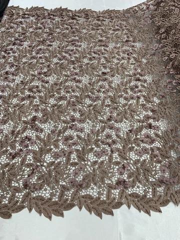 3D Flowers Bridal Heavy Double Beaded Floral Mesh Lace Fabric By The YardICEFABRICICE FABRICSEgg Plant3D Flowers Bridal Heavy Double Beaded Floral Mesh Lace Fabric By The Yard ICEFABRIC |Egg Plant