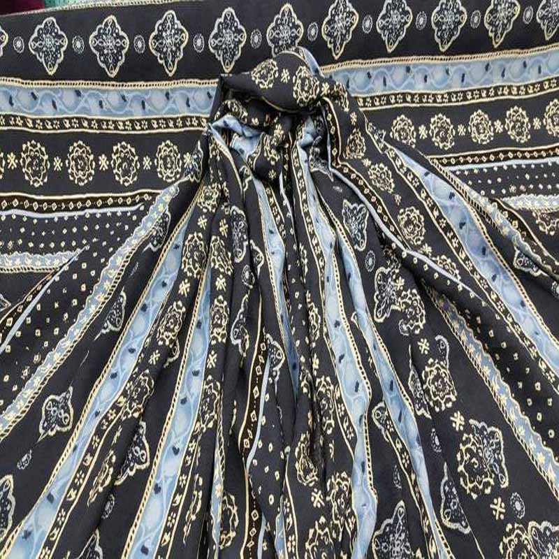 100% Rayon Crepe w Blue Paisleys Print On Black Soft Fabric For Flowy Organic Kids Dress Draping ClothingChallis FabricICEFABRICICE FABRICS100% Rayon Crepe w Blue Paisleys Print On Black Soft Fabric For Flowy Organic Kids Dress Draping Clothing ICEFABRIC