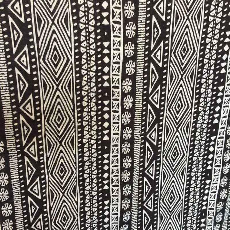 100% Rayon Crepe Aboriginal Inspired Print Off White & Black Fabric Sold By The YardChallis FabricICEFABRICICE FABRICS100% Rayon Crepe Aboriginal Inspired Print Off White & Black Fabric Sold By The Yard ICEFABRIC