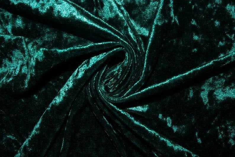 58/60 Inch Wide High-Quality Stretch Crushed Velvet Fabric By The Yard Green