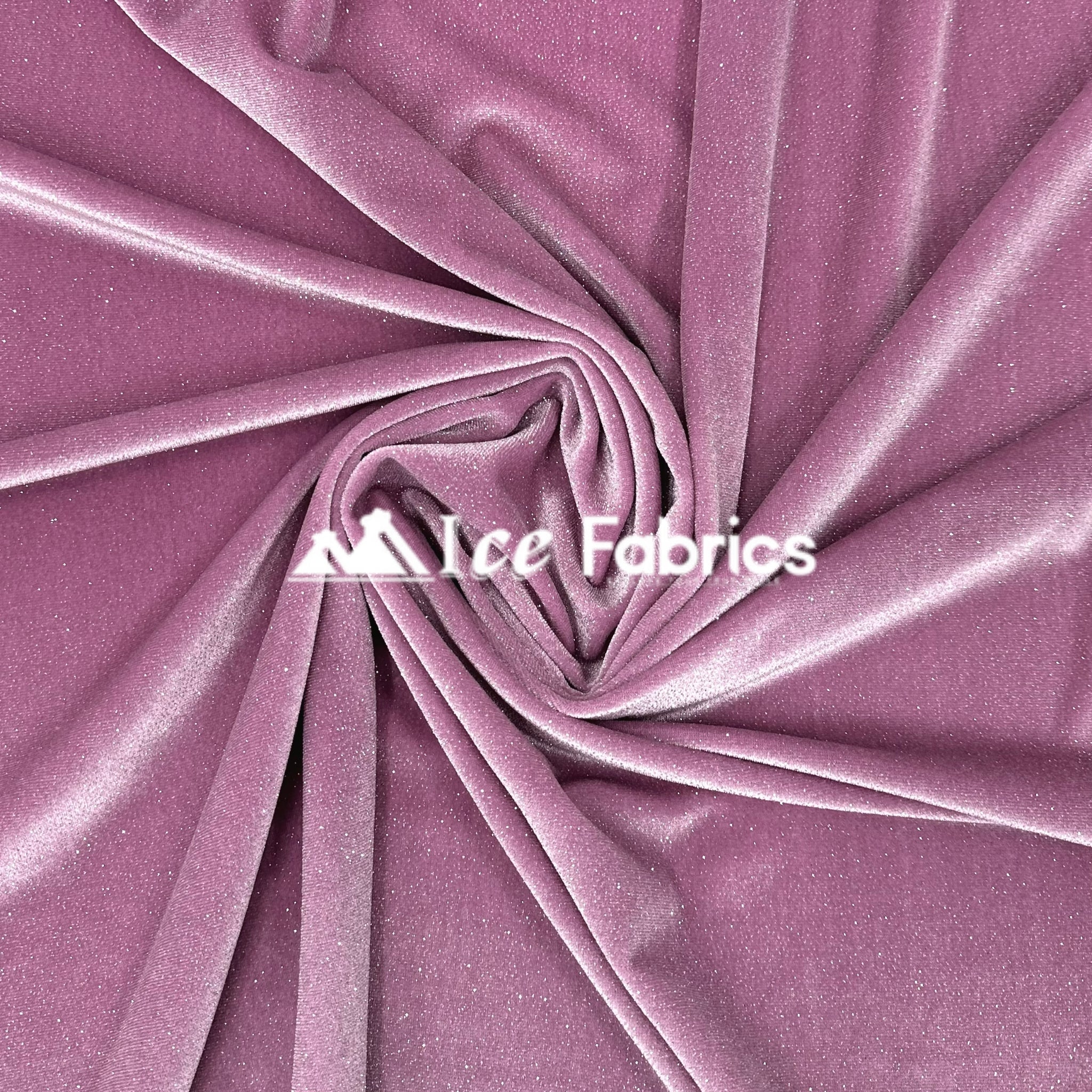 Lavender Shiny Glitter Stretch Velvet Fabric | Spandex Fabric