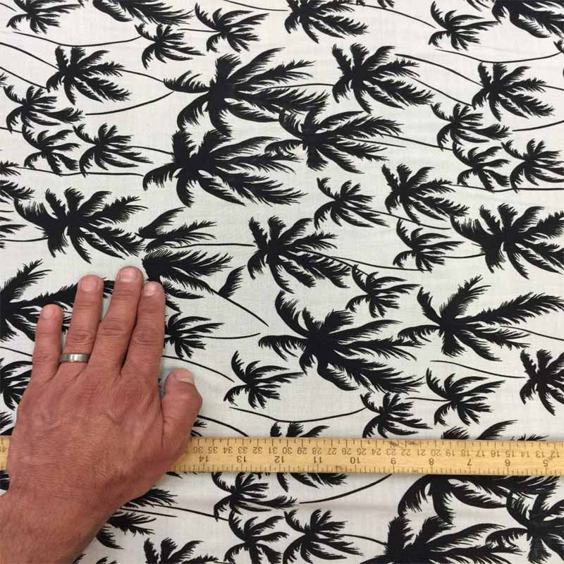 100% Rayon Challis Off White Background With Black Palm Trees Soft Flowy FabricChallis FabricICEFABRICICE FABRICS100% Rayon Challis Off White Background With Black Palm Trees Soft Flowy Fabric ICEFABRIC