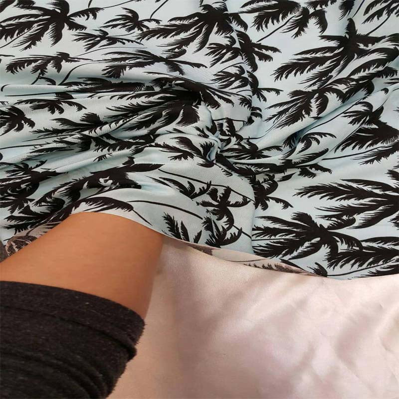 100% Rayon Challis Black Palm Trees On Baby Blue Background Soft And Flowy FabricChallis FabricICEFABRICICE FABRICS100% Rayon Challis Black Palm Trees On Baby Blue Background Soft And Flowy Fabric ICEFABRIC