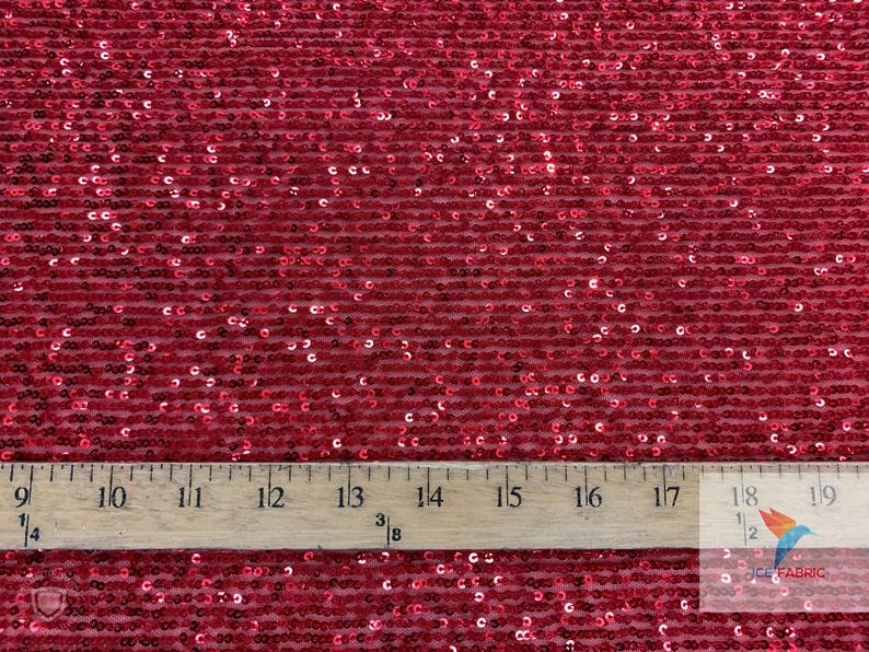 2 Way Stretch Shiny Mermaid All Over Sequin Fabric By The Yard Red