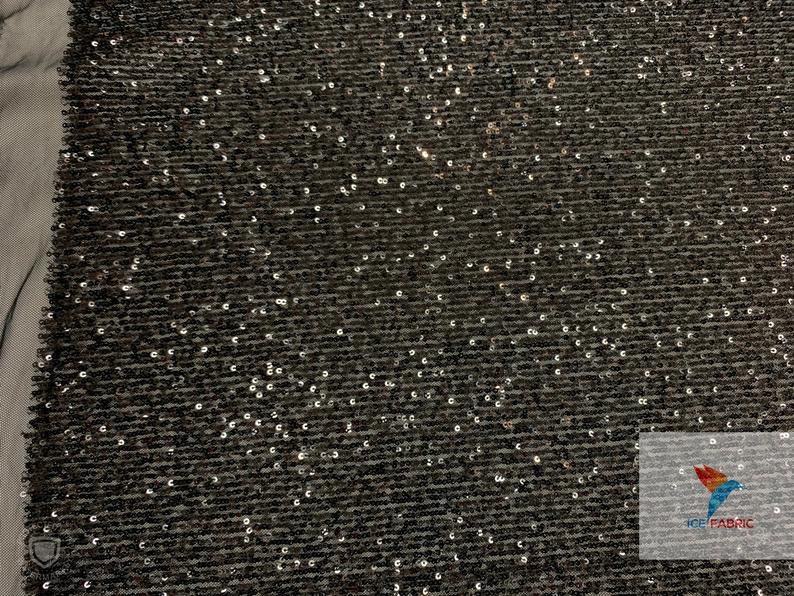 2 Way Stretch Shiny Mermaid All Over Sequin Fabric By The Yard Black