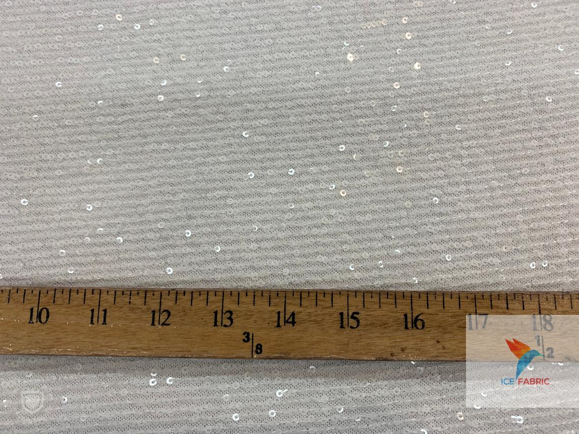 2 Way Stretch Shiny Mermaid All Over Sequin Fabric By The Yard White
