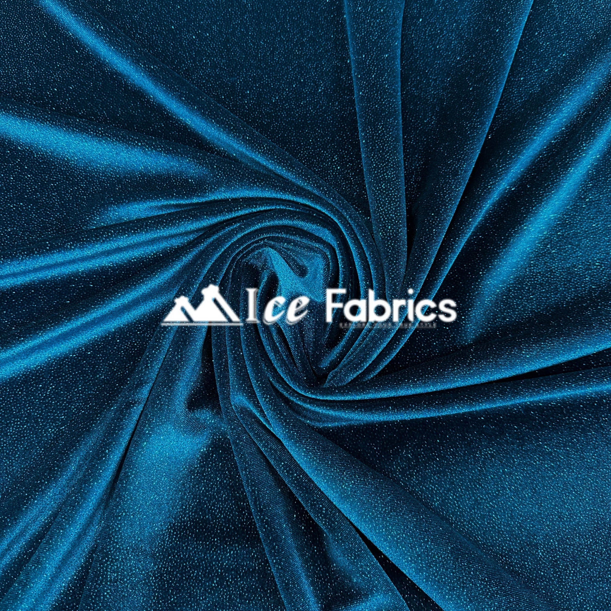 Teal Green Shiny Glitter Stretch Velvet Spandex Upholstery Fabric