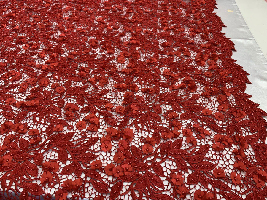 3D Flowers Bridal Heavy Double Beaded Floral Mesh Lace Fabric By The YardICEFABRICICE FABRICSLight Pink3D Flowers Bridal Heavy Double Beaded Floral Mesh Lace Fabric By The Yard ICEFABRIC |Red