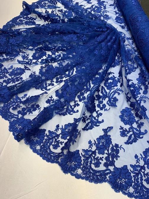 2 Way Stretch Flowers Mesh Lace Embroidered Lace Fabric By The YardICEFABRICICE FABRICSRed2 Way Stretch Flowers Mesh Lace Embroidered Lace Fabric By The Yard ICEFABRIC |Royal Blue