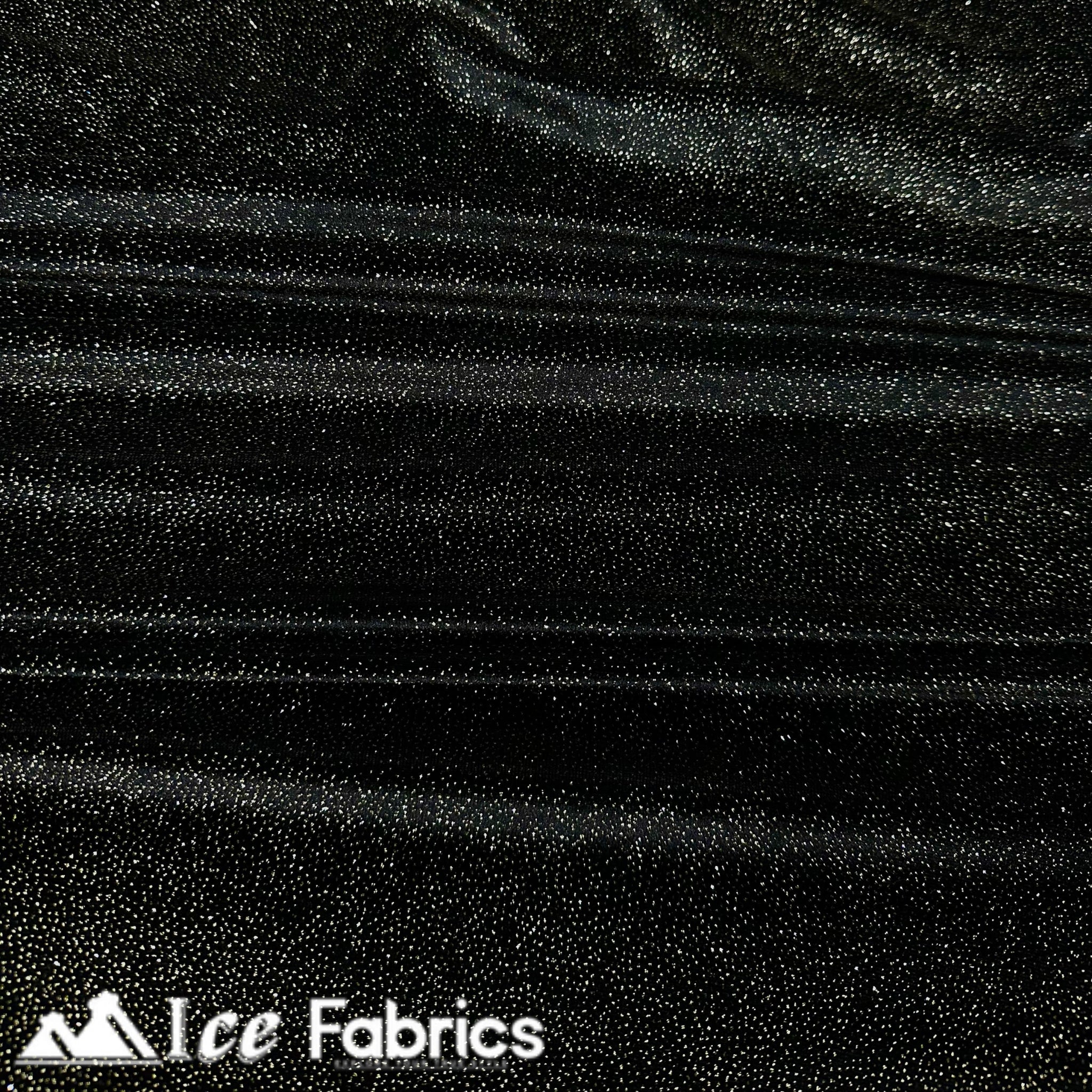 Black Gold Shiny Glitter Stretch Velvet Spandex Upholstery Fabric