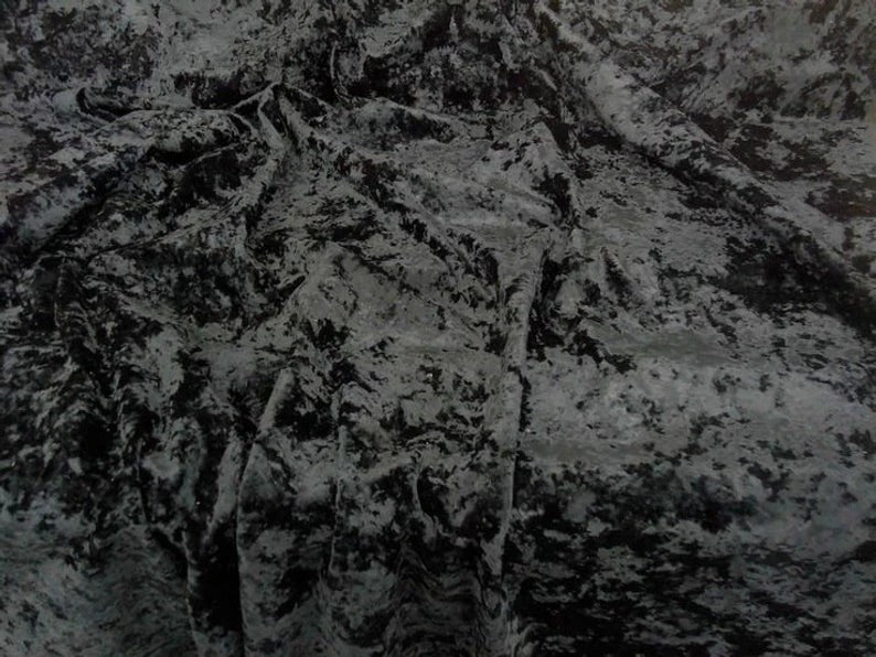 58/60 Inch Wide High-Quality Stretch Crushed Velvet Fabric By The Yard Black