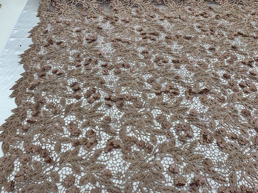 3D Flowers Bridal Heavy Double Beaded Floral Mesh Lace Fabric By The YardICEFABRICICE FABRICSLight Gray3D Flowers Bridal Heavy Double Beaded Floral Mesh Lace Fabric By The Yard ICEFABRIC | coffee