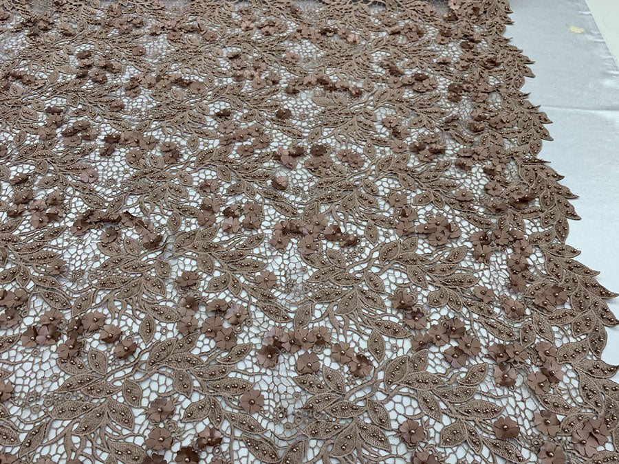 3D Flowers Bridal Heavy Double Beaded Floral Mesh Lace Fabric By The YardICEFABRICICE FABRICSLight Gray3D Flowers Bridal Heavy Double Beaded Floral Mesh Lace Fabric By The Yard ICEFABRIC | coffee