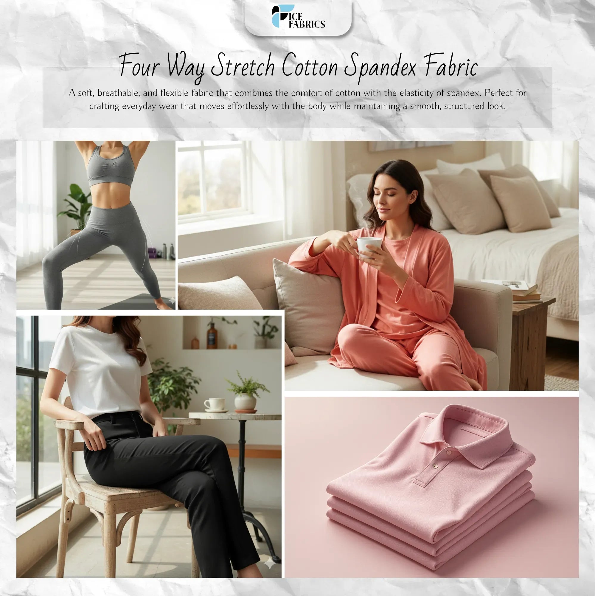 White 4 Way Stretch Cotton Spandex Fabric By The Yard Usecase