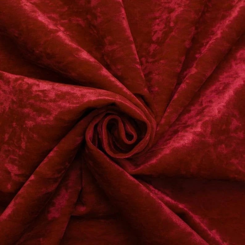 58/60 Inch Wide High-Quality Stretch Crushed Velvet Fabric By The Yard Red