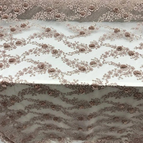 3D Flowers Debora Design Beaded Mesh Lace Fabric By The YardICEFABRICICE FABRICSBlush3D Flowers Debora Design Beaded Mesh Lace Fabric By The Yard ICEFABRIC |Blush