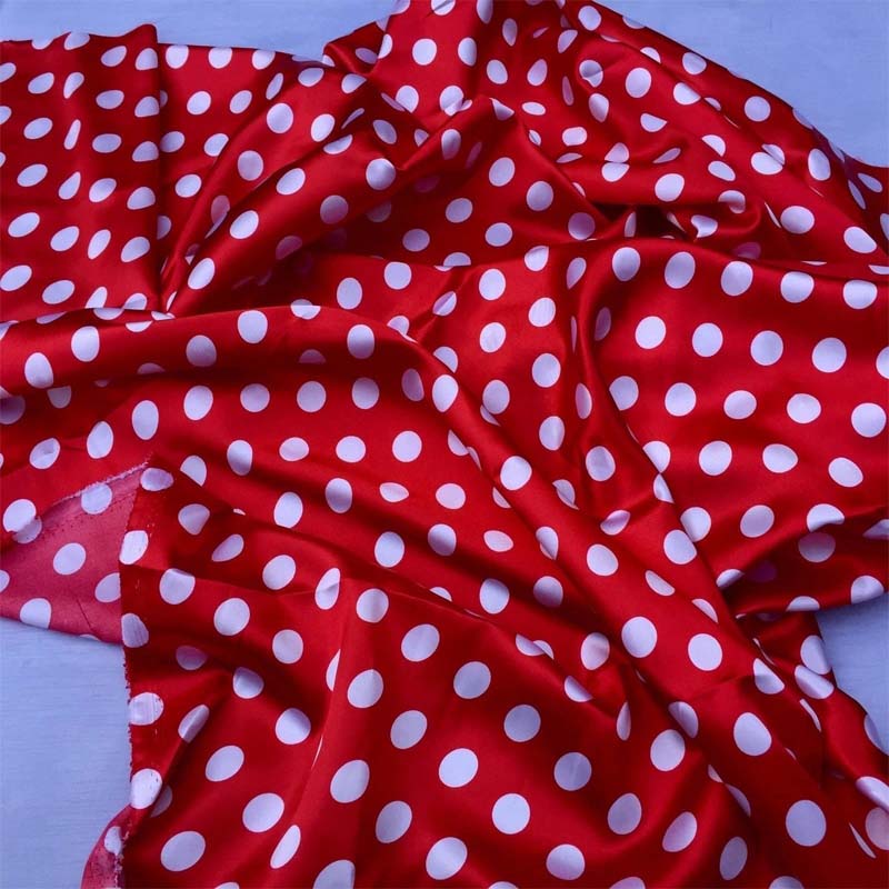 1/2inch Polka Dot Silky/Soft Charmeuse Satin FabricSatin FabricICEFABRICICE FABRICSRed/white1/2inch Polka Dot Silky/Soft Charmeuse Satin Fabric ICEFABRIC | Red White Polka Dot