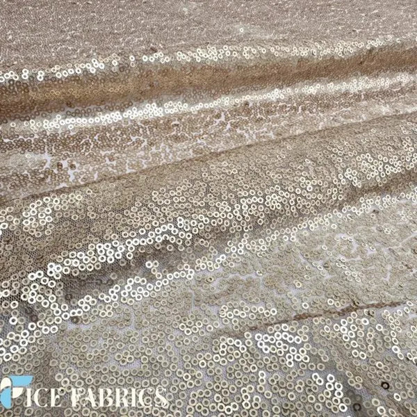Champagne All Over Mini Sequin Fabric