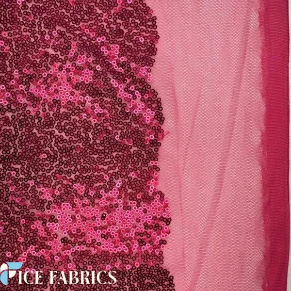 Fuchsia Mini Sequin Fabric On Mesh