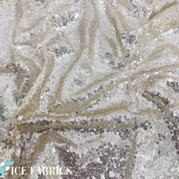 Light Gold Mini Sequin Fabric On Mesh