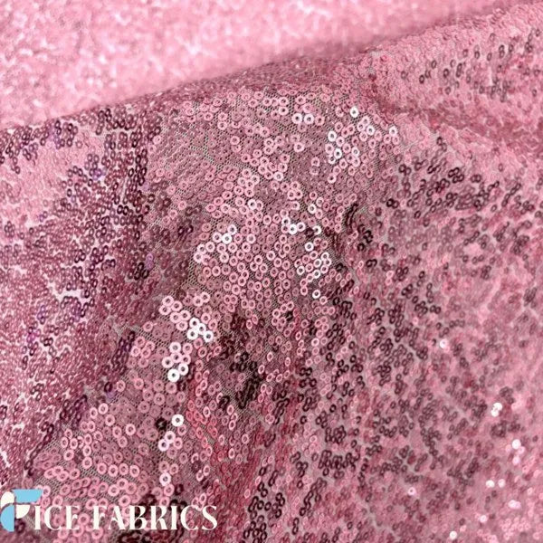Dusty Rose Mini Sequin Fabric On Mesh