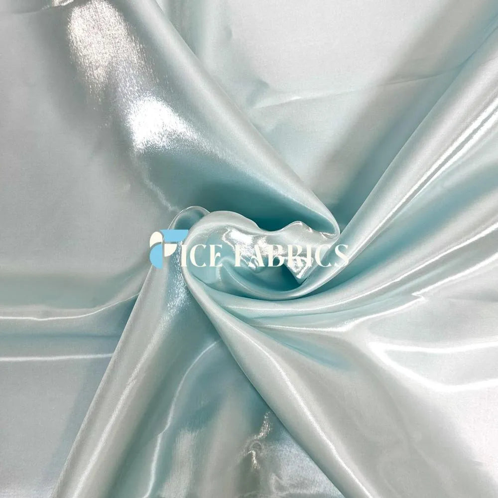 Aqua Reflective Liquid Crystal Silky Satin Fabric