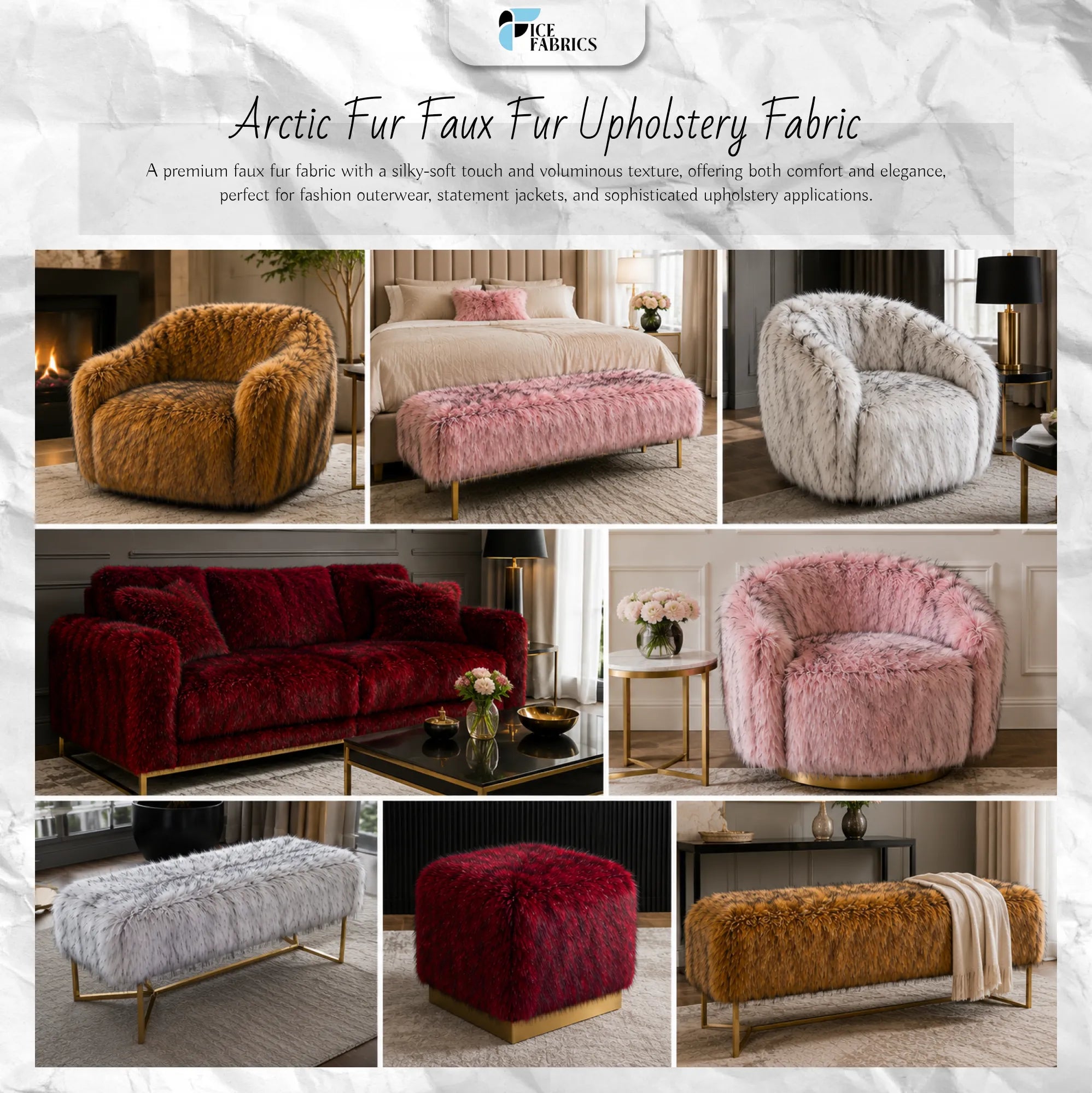 Arctic Fur Faux Fur Upholstery Fabric
