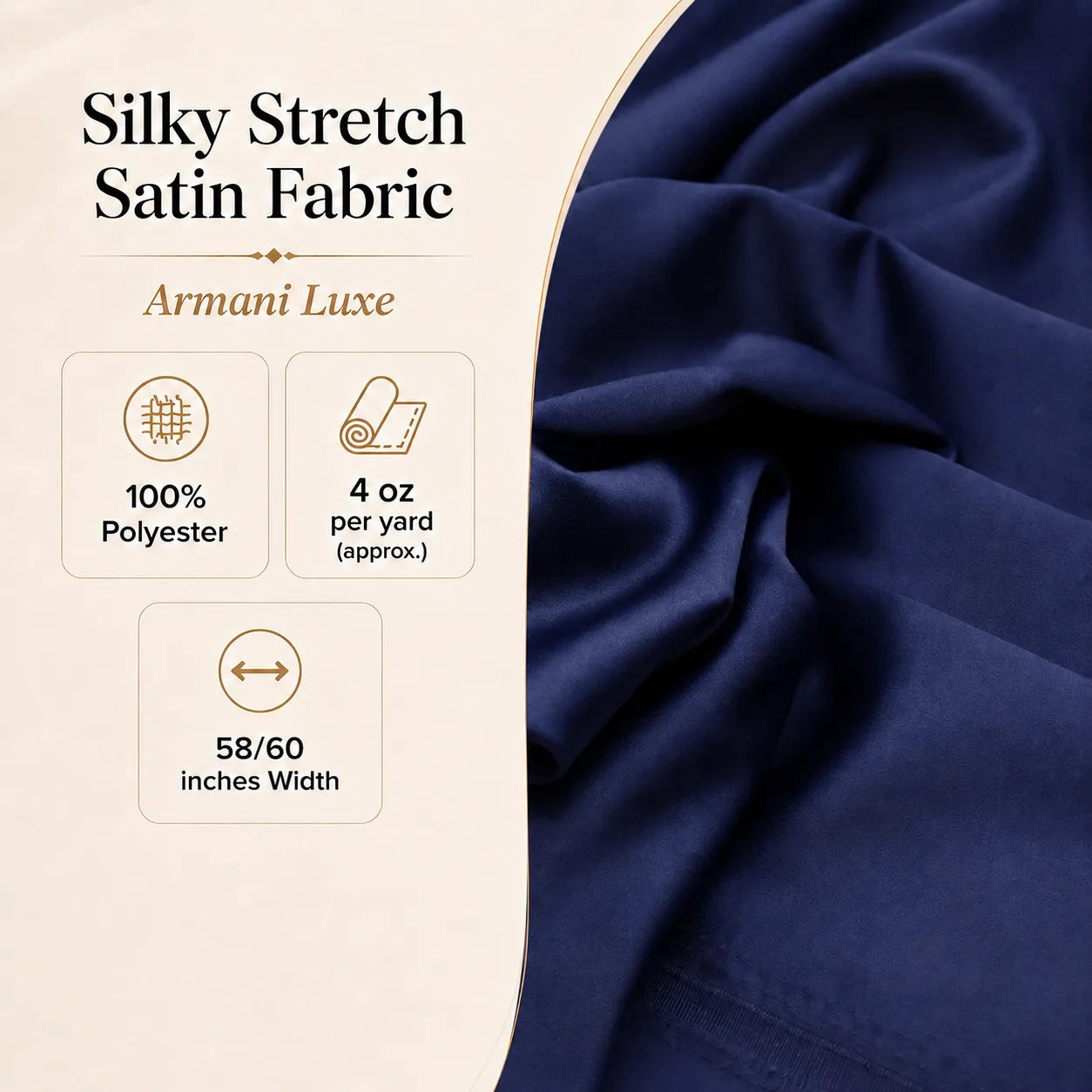 Arman Luxe Silky Stretch Satin Fabric By The Yard
