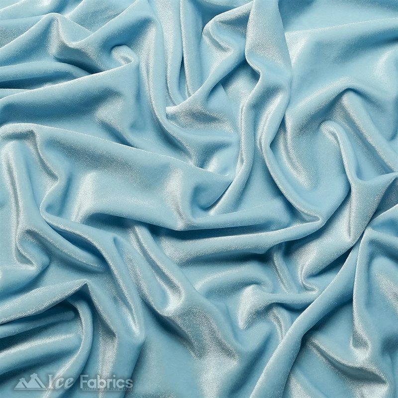 Ice Fabrics Stretch Velvet Fabric Soft and Smooth ICE FABRICS Baby Blue