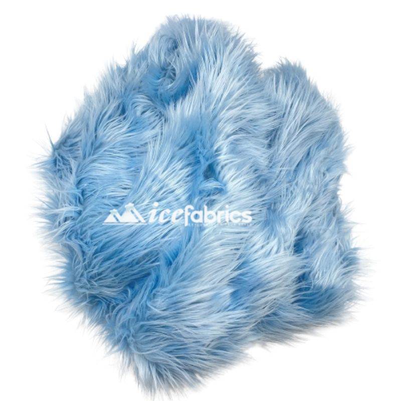 Baby Blue Shaggy Mohair Faux Fur Upholstery Fabric