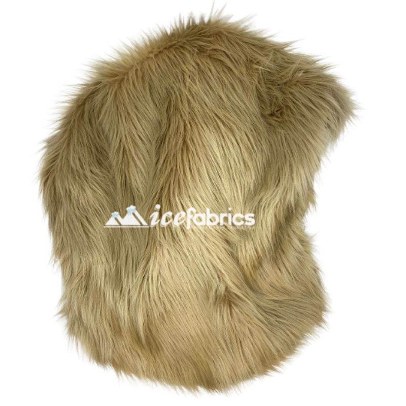 Beige Shaggy Mohair Long Pile Faux Fur Upholstery Fabric by the yard