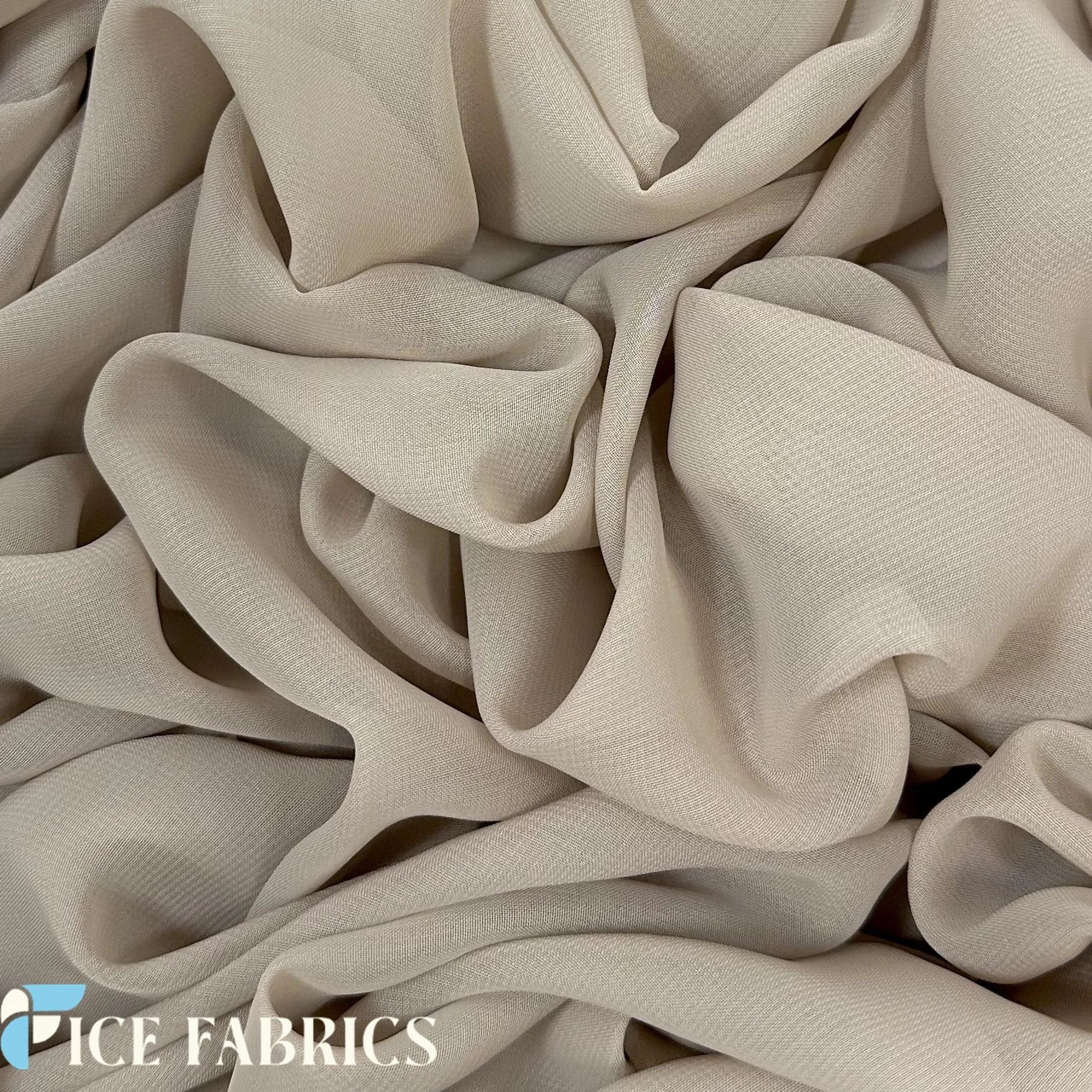 Beige Mia Chiffon Fabric / 60’’ Wide Soft chiffon Sheer Fabric