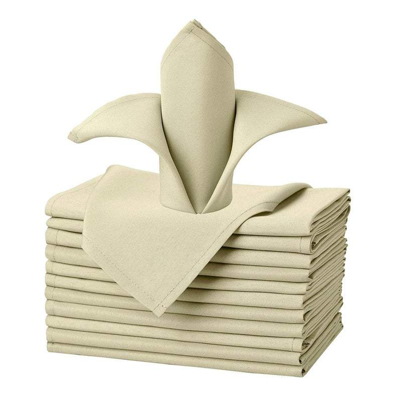 20"x20" Solid Polyester Washable Cloth Napkins For Wedding Party Restaurant Dinner - Set of 12 PiecesICEFABRICICE FABRICSBeige20"x20" Solid Polyester Washable Cloth Napkins For Wedding Party Restaurant Dinner - Set of 12 Pieces ICEFABRIC |Beige