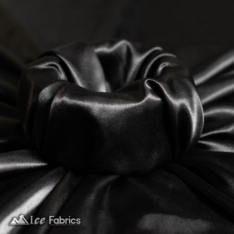 Silky Charmeuse Stretch Satin Fabric Fashion Fabric Black