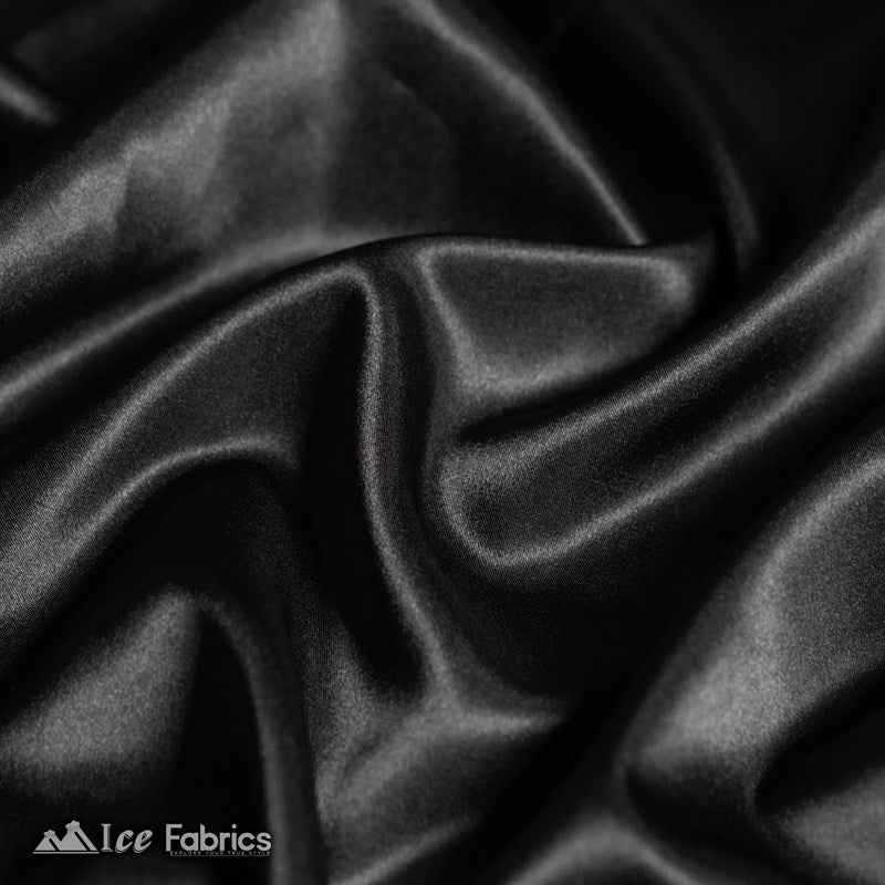 Premium Italian Royal Blue/Black Stretch Satin - Satin - Polyester -  Fashion Fabrics