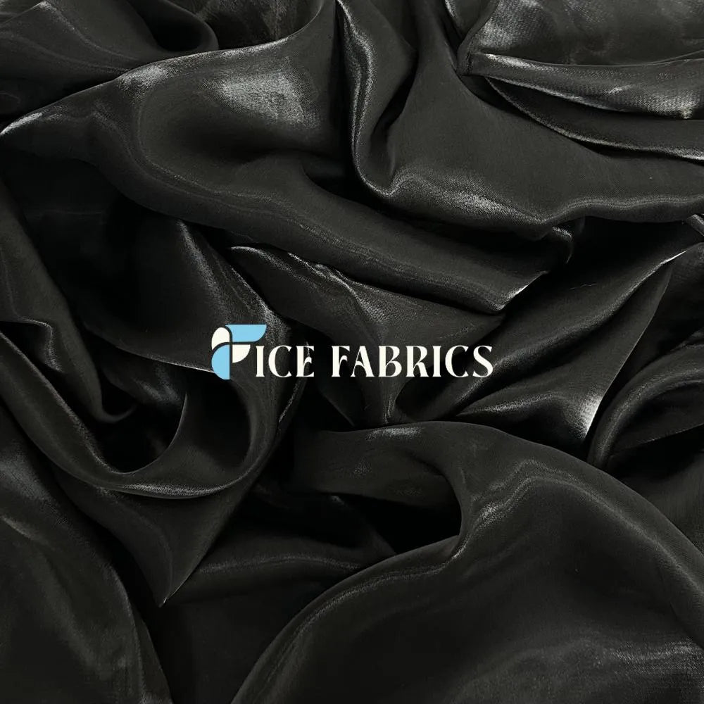Black Crystal Reflective Liquid Chiffon Fabric