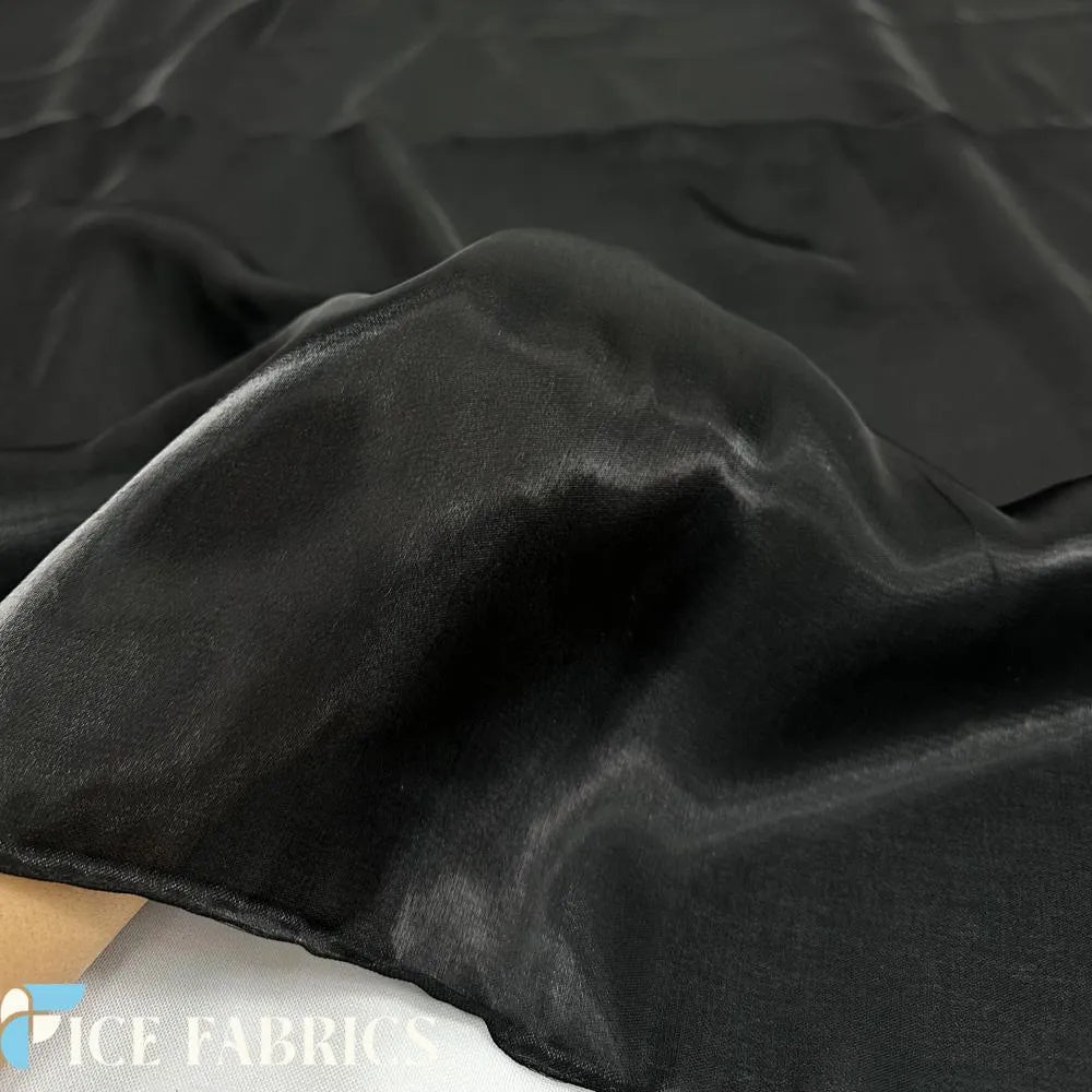 Black Crystal Reflective Liquid Chiffon Fabric by the Yard