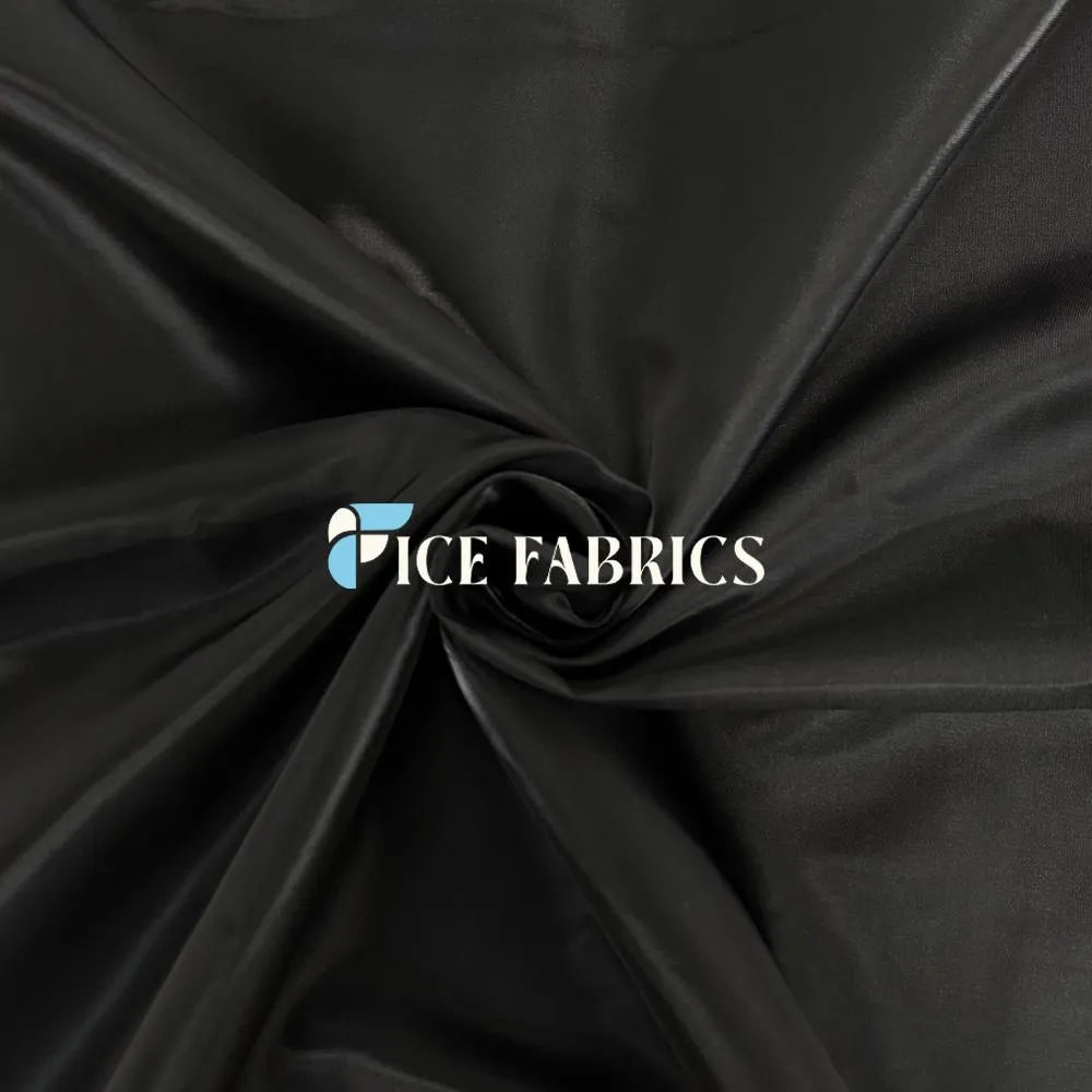 Black Reflective Liquid Crystal Silky Satin Fabric