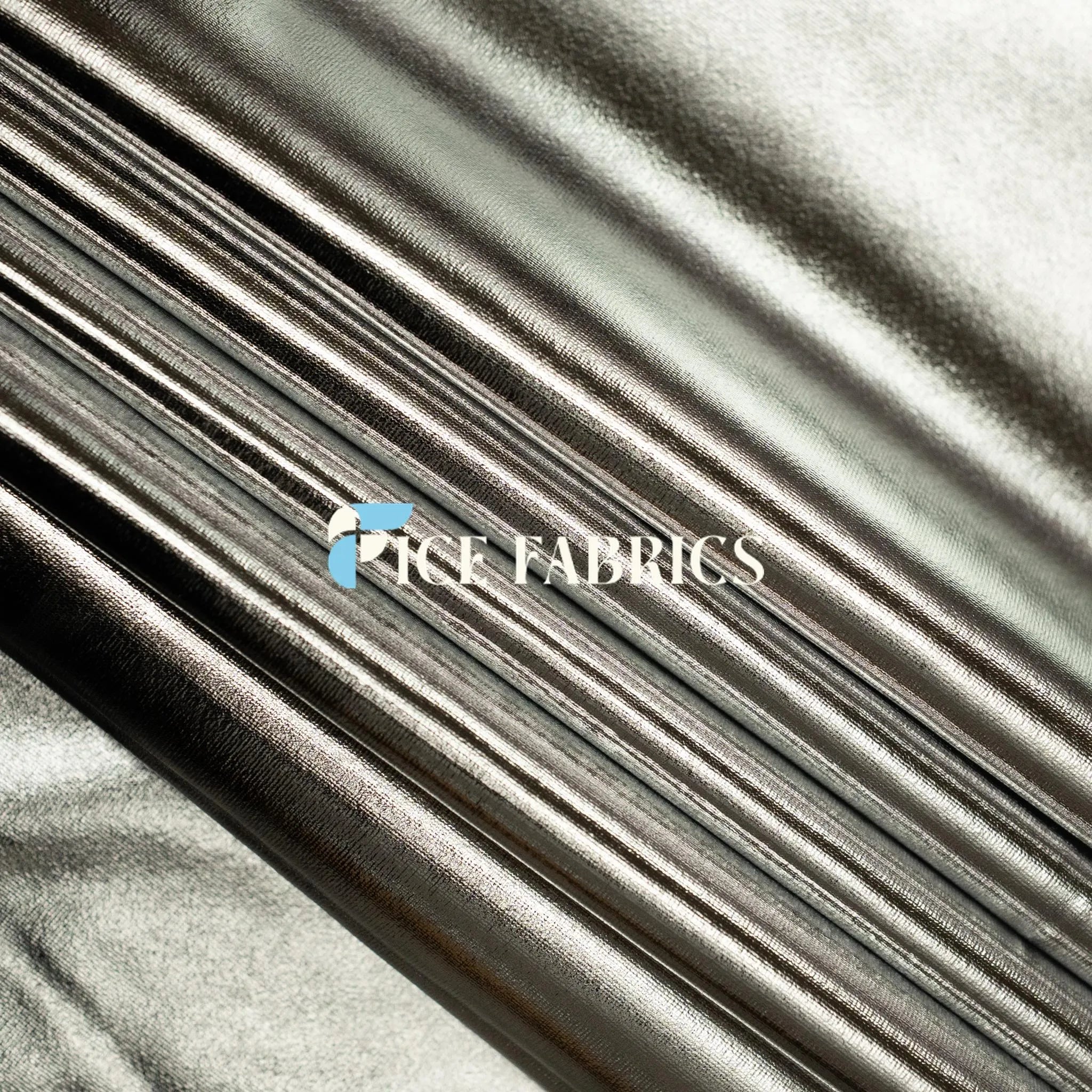 Black Silver 4 Way Stretch Shiny Spandex Fabric By The Yard